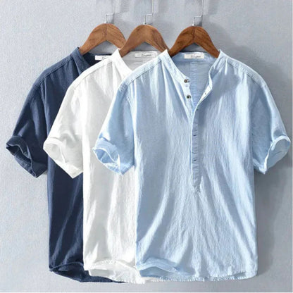 Men’s Grandad Collar Shirt – Soft, Light & Airy