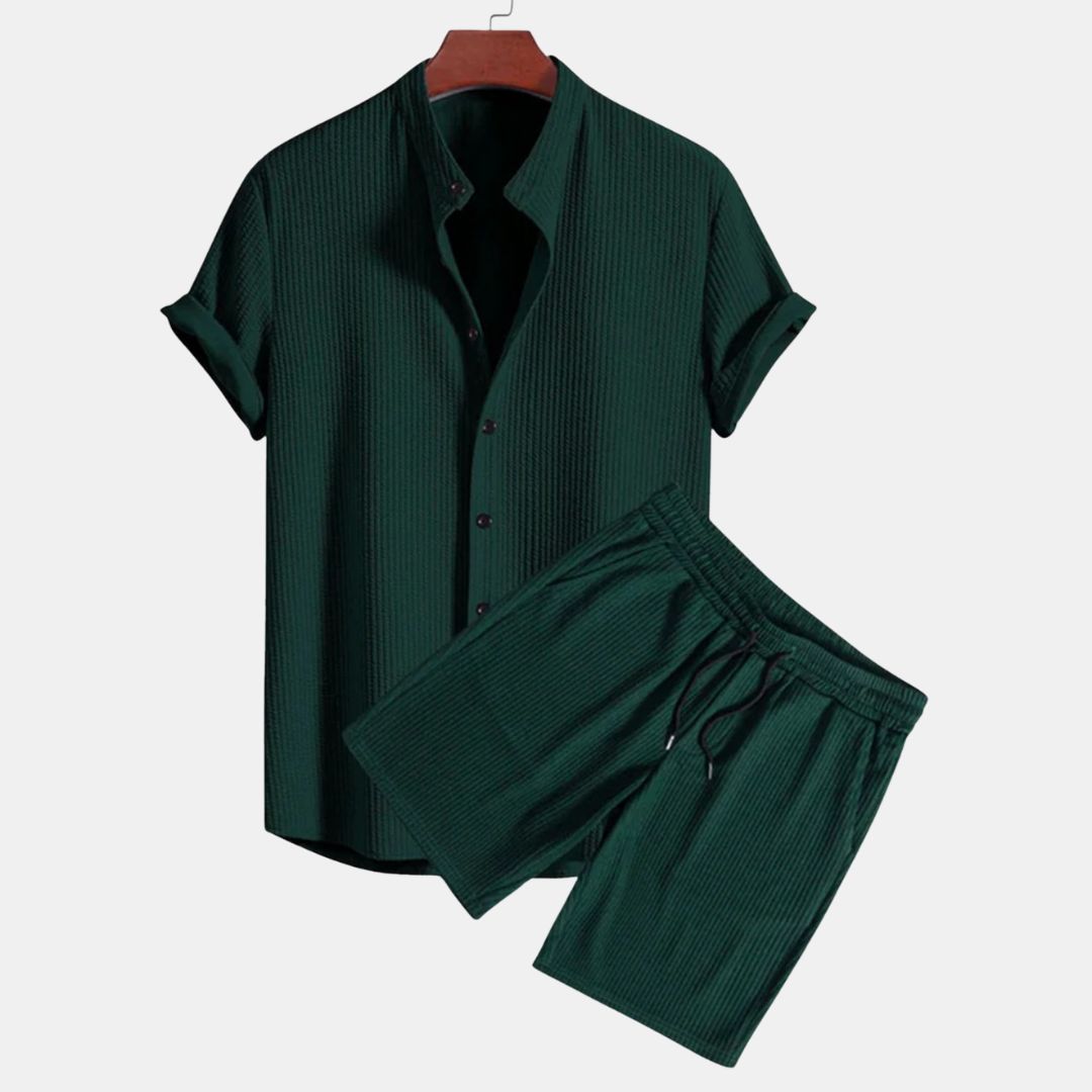 Waffle Relaxed Button-Up Set – Effortless Comfort