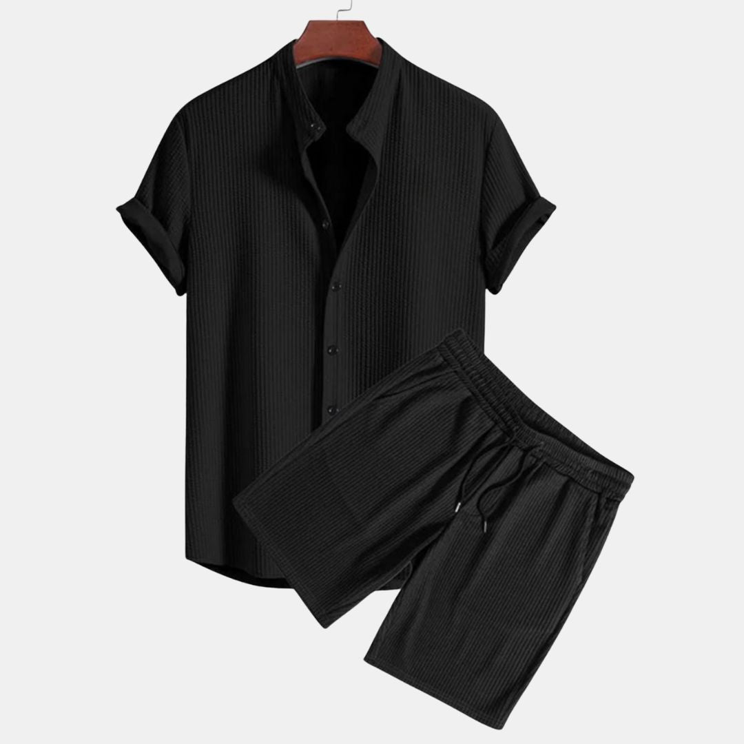 Waffle Relaxed Button-Up Set – Effortless Comfort