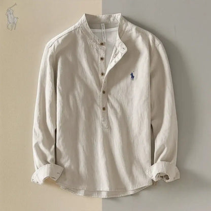 Men’s Cotton-Linen Grandad Shirt