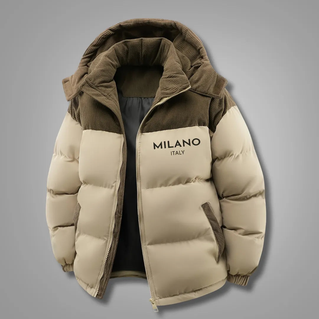 Men’s Winter Hooded Jacket with Detachable Hood & Thermal Insulation