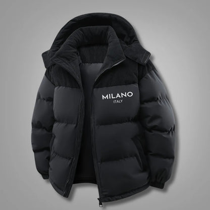 Men’s Winter Hooded Jacket with Detachable Hood & Thermal Insulation