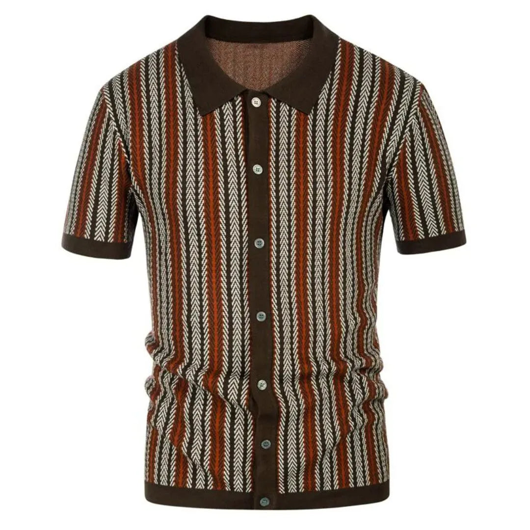 Men’s Chevron Button-Through Polo Shirt