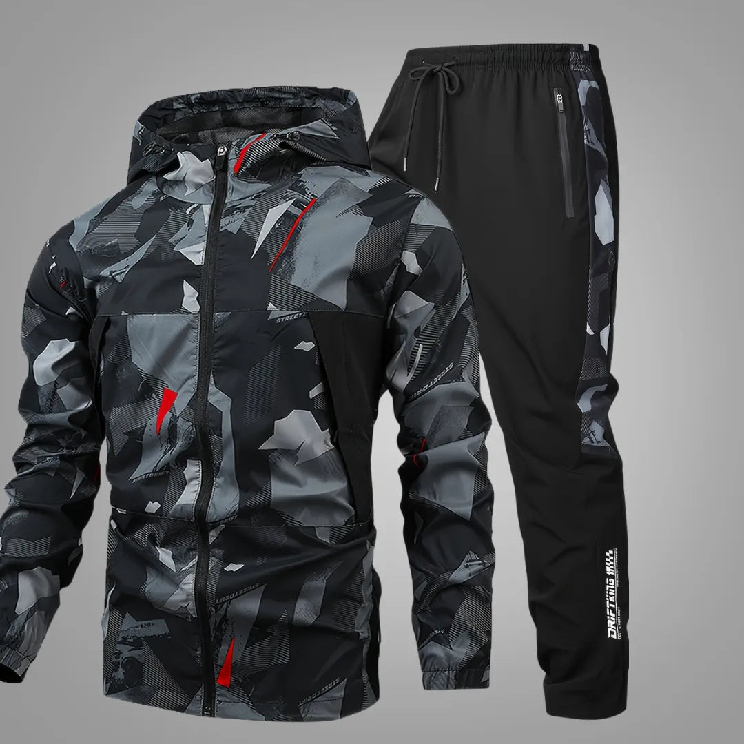 Men's Long-Sleeve Sports Outfit with Casual Long Pants