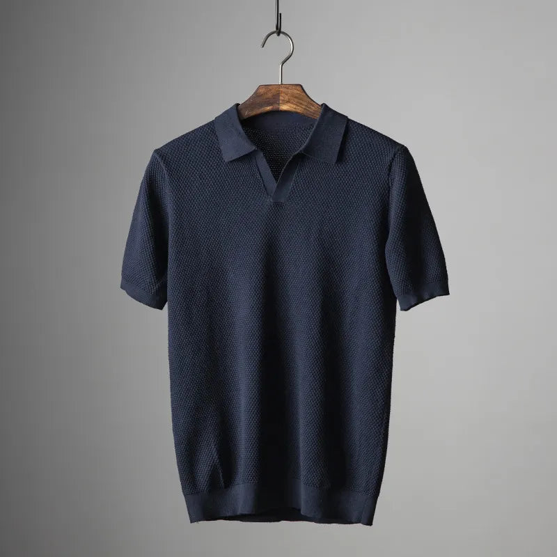 Men’s Knit-Collar Polo Shirt