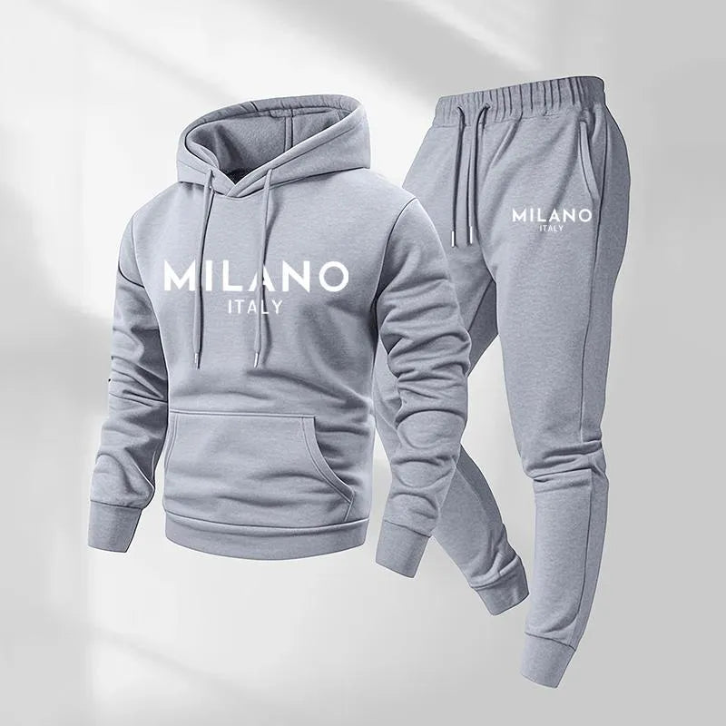 Men's Milano Printed Hoodie and Drawstring Sweatpants Set