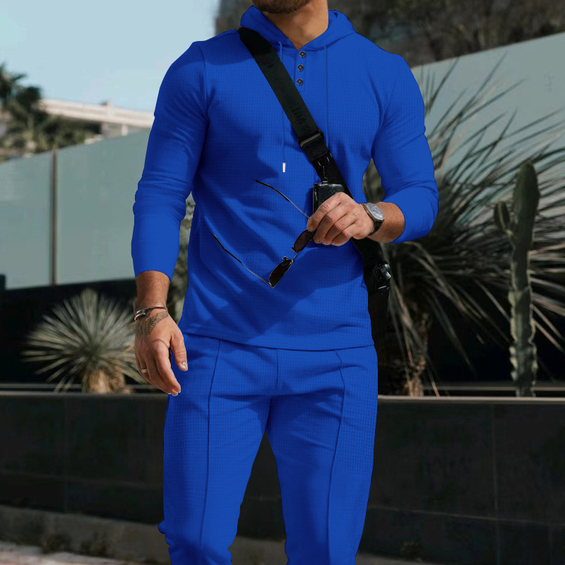 Men’s Solid Color Hoodie & Sweatpants Set – 2-Piece Outfit